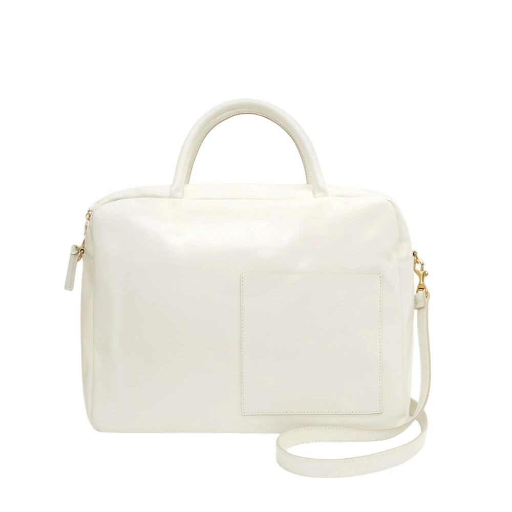 Clare V White Leather Top-Handle Crossbody Bag